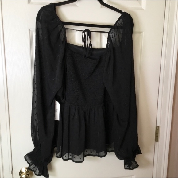 Arula Priscilla Black Long Sleeve Babydoll Plus Top NWT - 3X - Picture 3 of 7